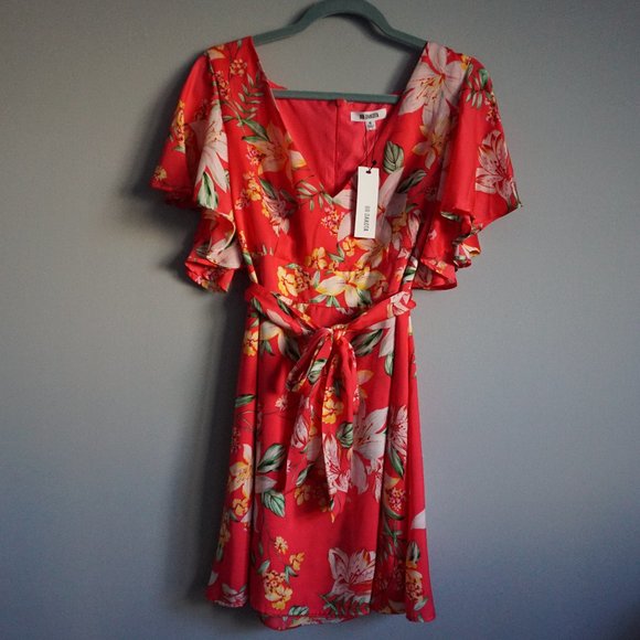 Revolve BB Dakota Trending Tropic Hot Pink Ruffle Mini Dress size 6 - Picture 7 of 15